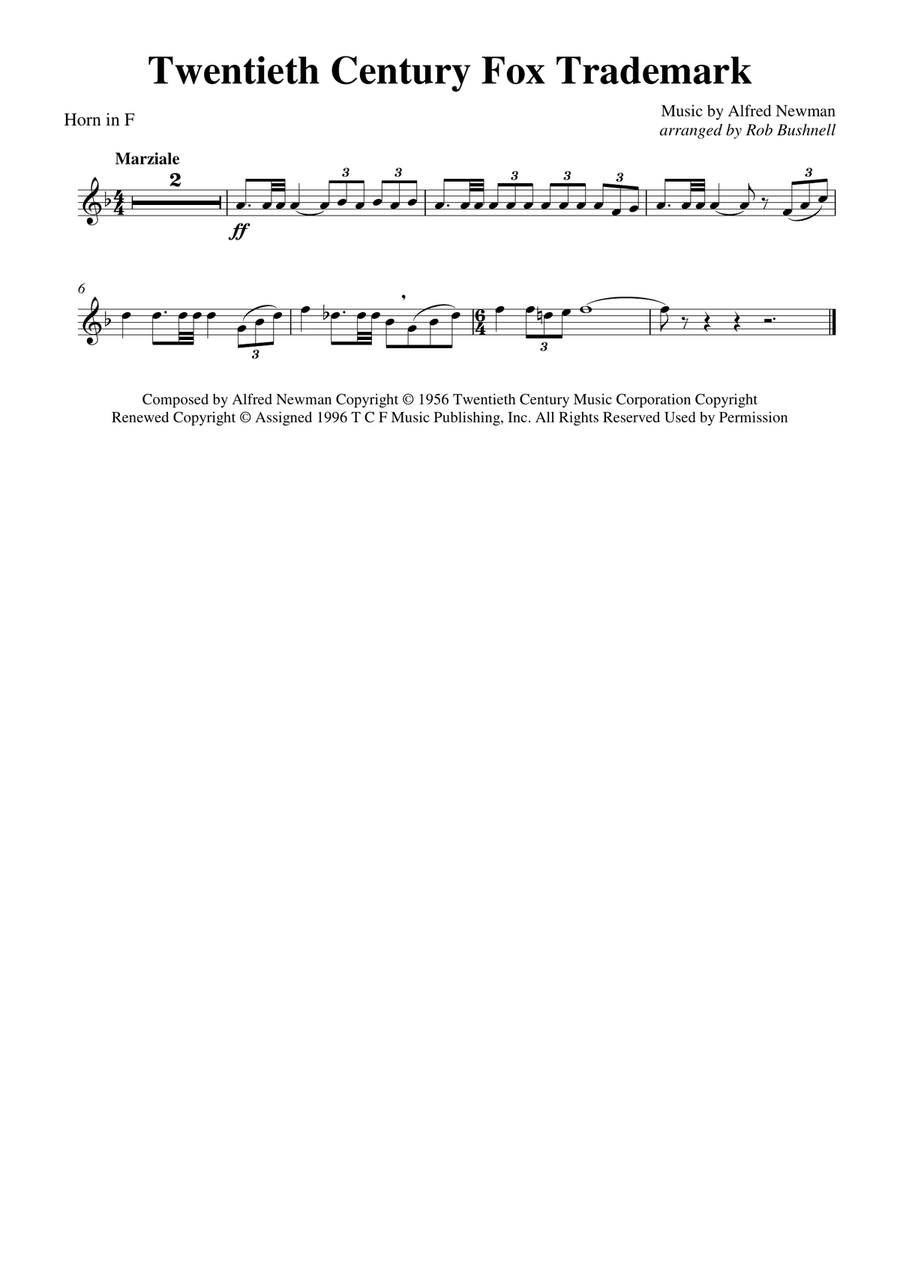 Twentieth Century Fox Trademark Brass Ensemble scores gallery preview page 6