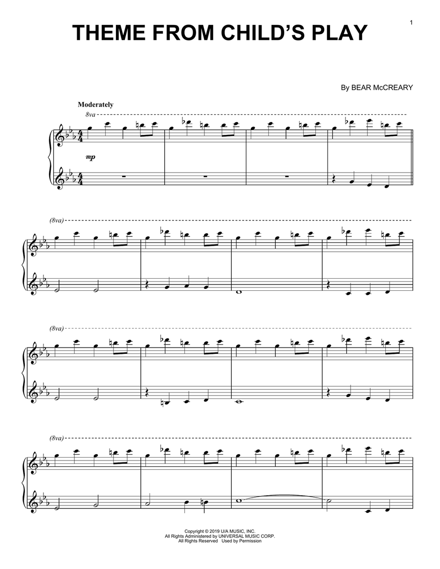 Theme From Child's Play Piano Solo scores gallery preview page 1