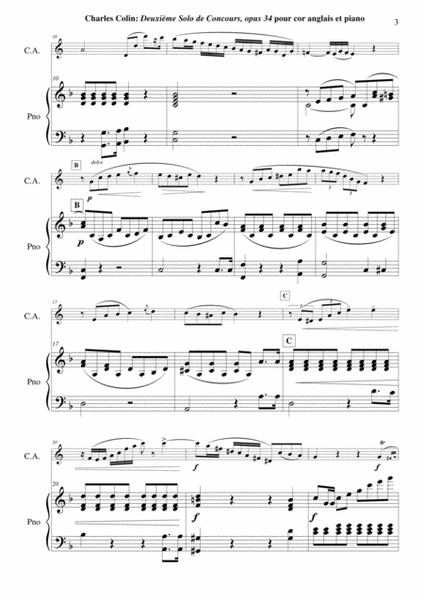 Charles Colin: Deuxième Solo de Concours, Opus 34 arranged for english horn and piano