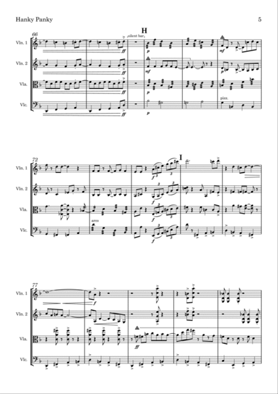 Hanky Panky Hanky Panky String Quartet scores gallery preview page 5