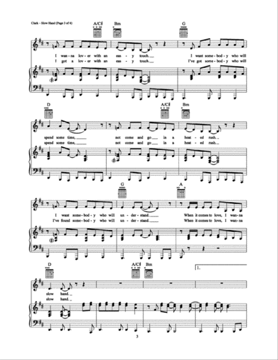 Slow Hand Piano, Vocal, Guitar scores gallery preview page 3