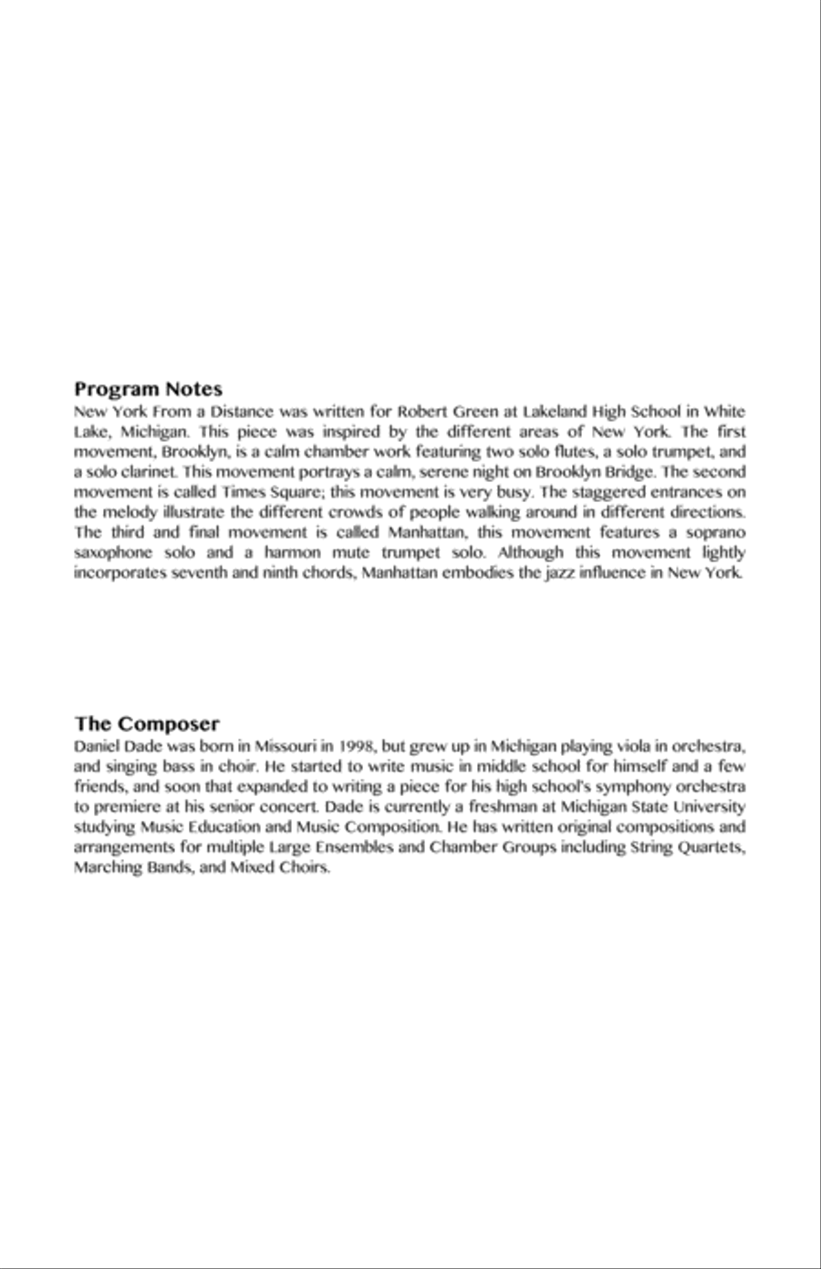 New York From a Distance Concert Band scores gallery preview page 3