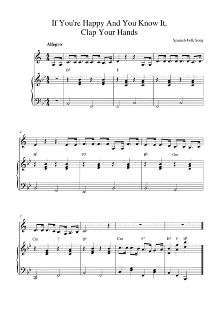 If You're Happy And You Know It, Clap Your Hands Clarinet Solo scores gallery preview page 1