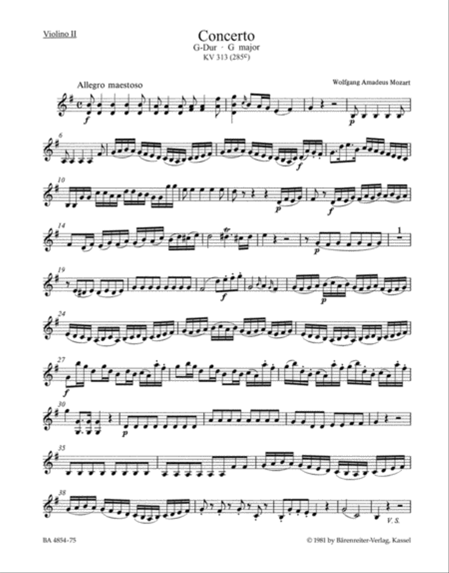 Concerto for Flute and Orchestra G major, KV 313 (285c) Flute scores gallery preview page 1