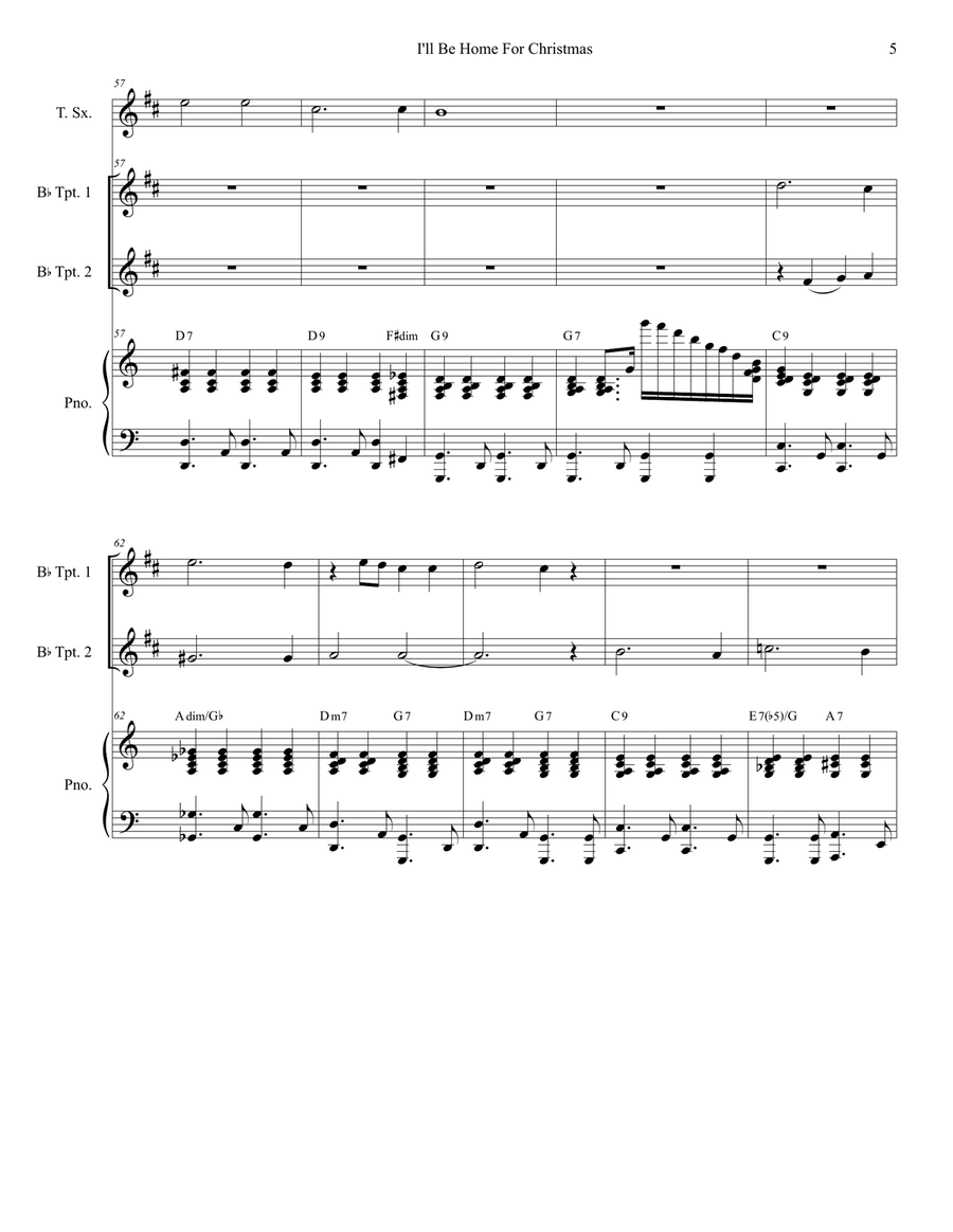 I'll Be Home For Christmas Tenor Saxophone scores gallery preview page 5