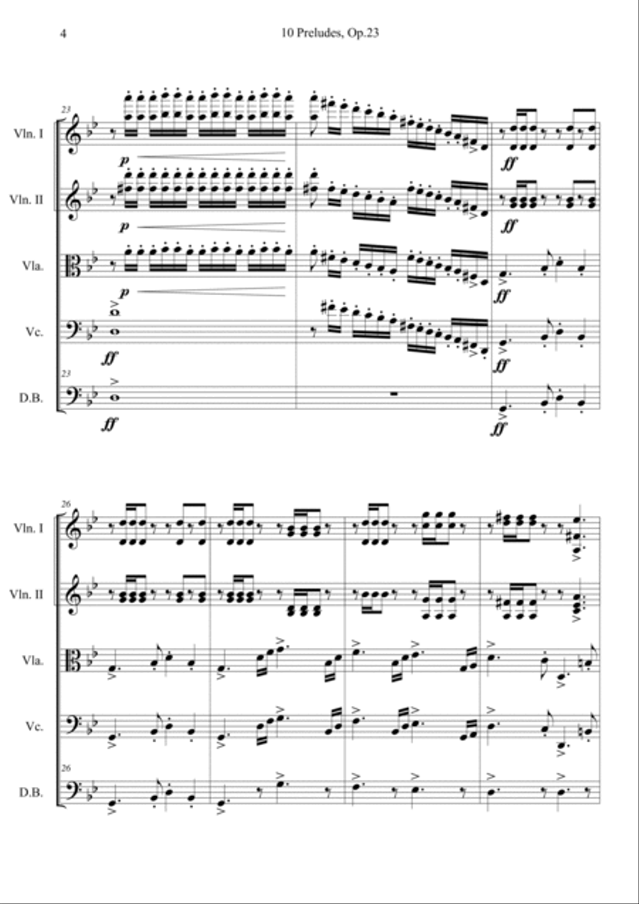 10 Preludes, Op.23 No. 5 String Quintet scores gallery preview page 4