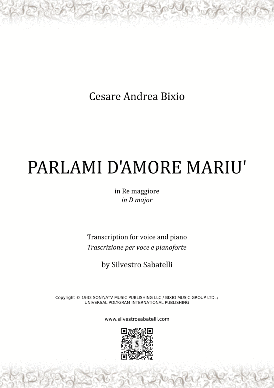 Parlami D'amore Mariu Piano, Vocal, Guitar scores gallery preview page 1