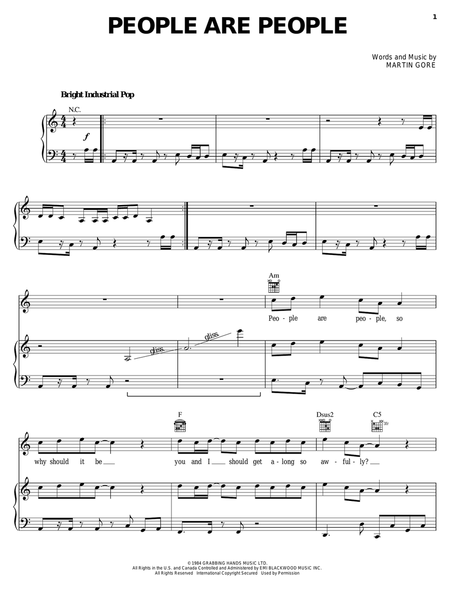 People Are People Piano, Vocal, Guitar scores gallery preview page 1