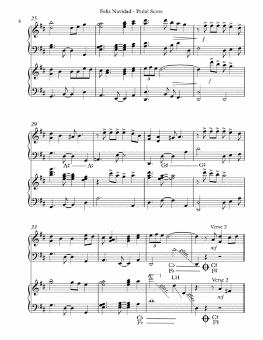 Feliz Navidad Pedal Harp scores gallery preview page 4