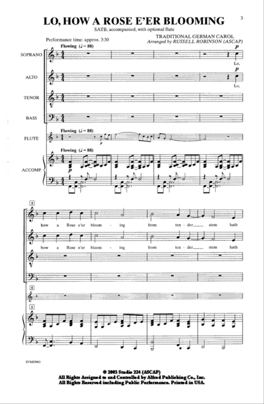Lo, How a Rose E'er Blooming 4-Part scores gallery preview page 2