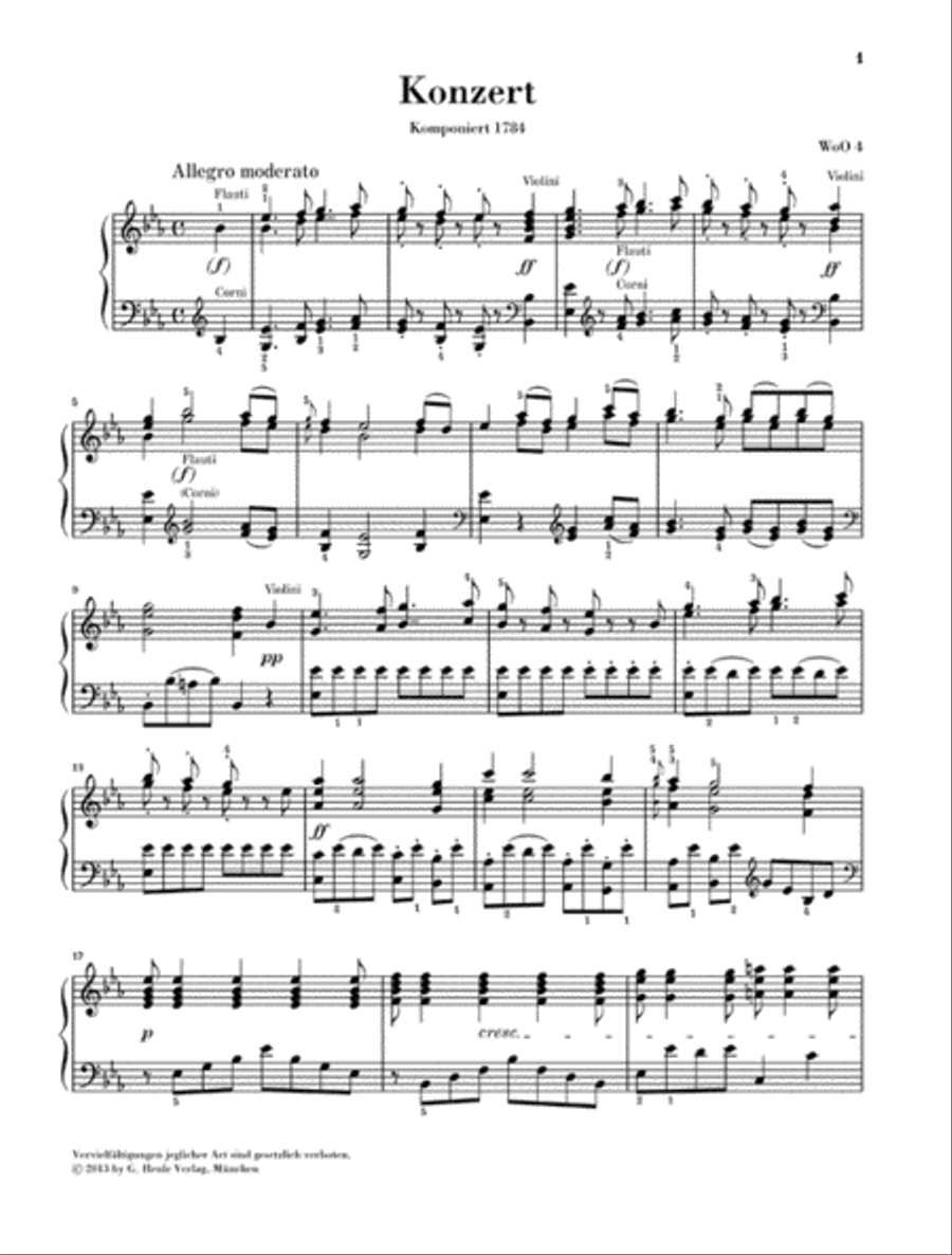 Ludwig van Beethoven –�Piano Concerto in E-Flat Major WoO 4 Piano Solo scores gallery preview page 2
