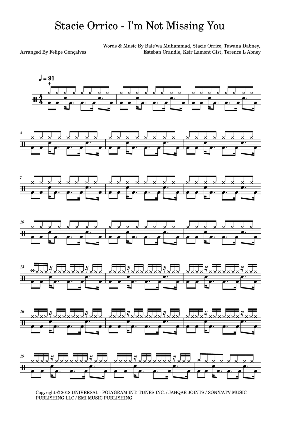 I'm Not Missing You I'm Not Missing You Drum Set scores gallery preview page 1