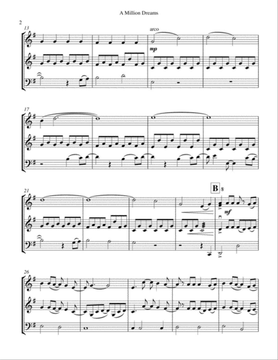 A Million Dreams String Trio scores gallery preview page 3