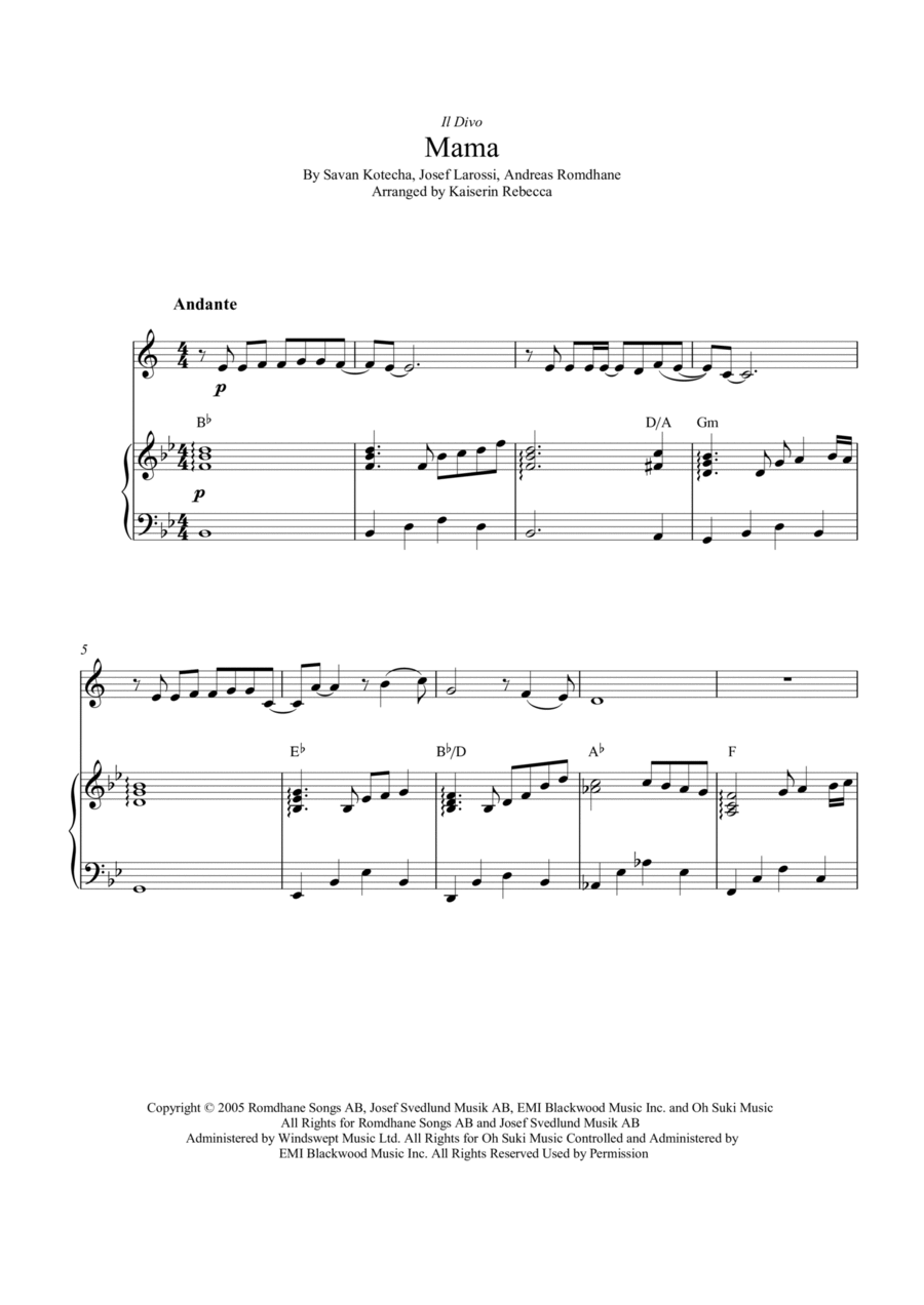 Mama Mama Tenor Saxophone scores gallery preview page 1