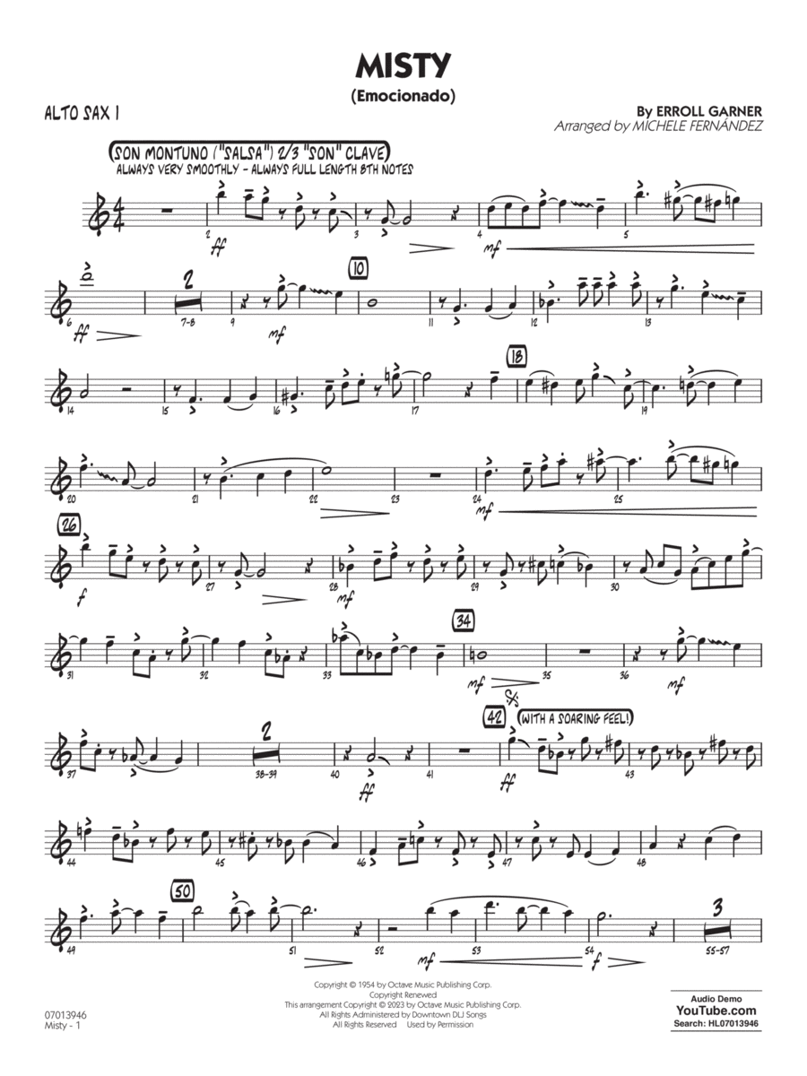 Misty (Emocionado) (arr. Michele Fernández) - Alto Sax 1 Jazz Ensemble scores gallery preview page 1