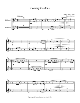 Country Gardens (treble Bb instrument duet, parts only)