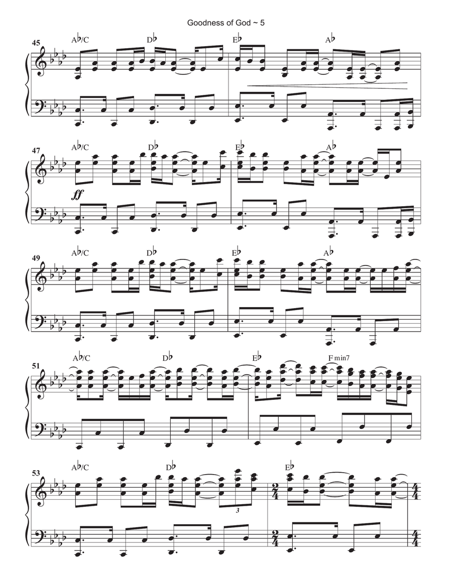 Goodness Of God Piano Solo scores gallery preview page 6