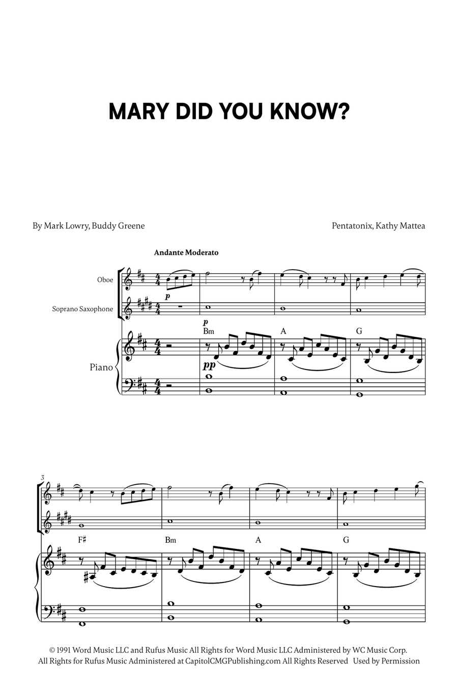 Mary, Did You Know? Woodwind Duet scores gallery preview page 1