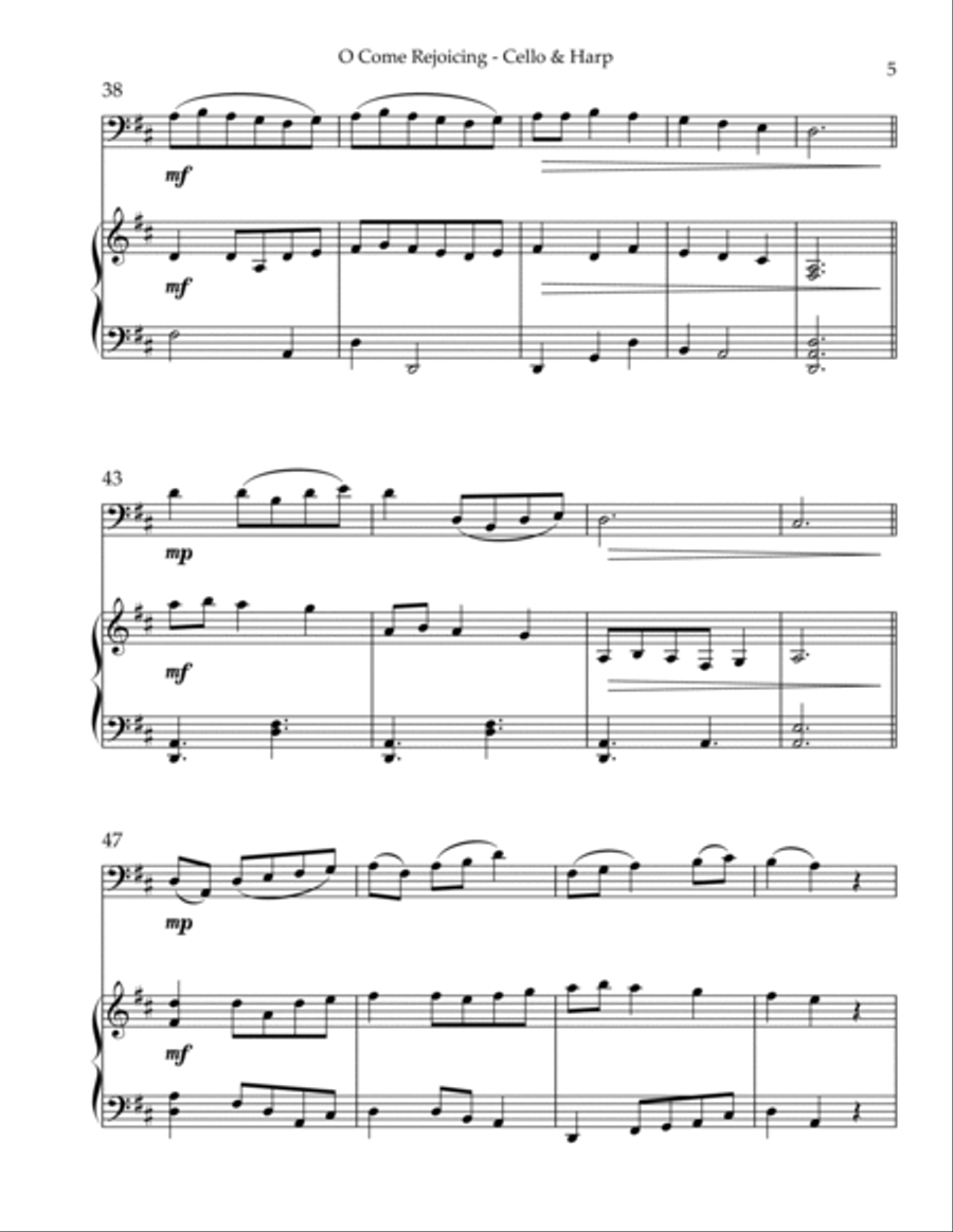 O Come Rejoicing, Duet for Cello & Harp String Duet scores gallery preview page 5