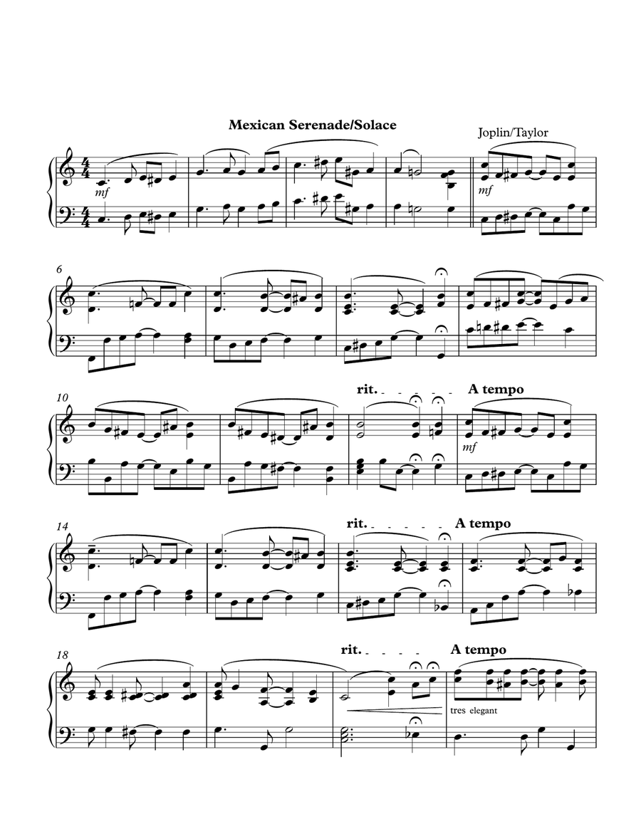 Solace/Mexican Serenade Piano Solo scores gallery preview page 1