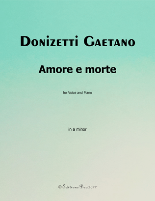 Book cover for Amore e morte, by Donizetti, in a minor