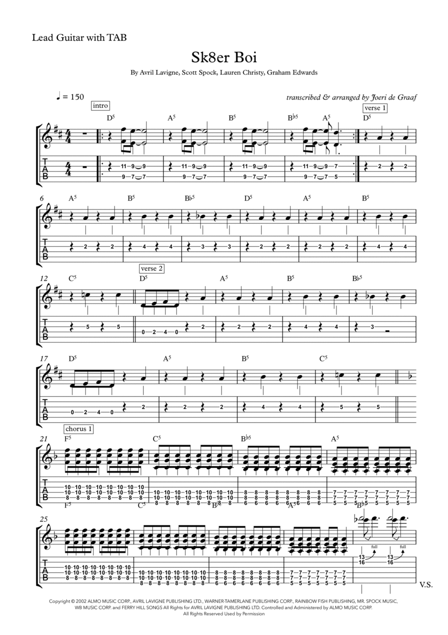 Sk8er Boi Piano scores gallery preview page 1