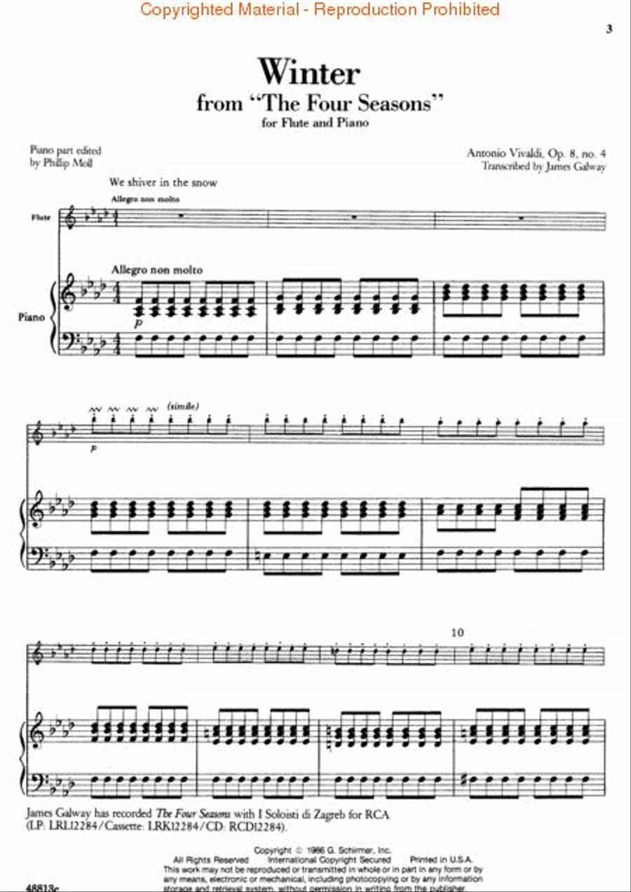 Concerto in F Minor “L'inverno” (Winter) from The Four Seasons RV297, Op.8 No.4 Flute Solo scores gallery preview page 3