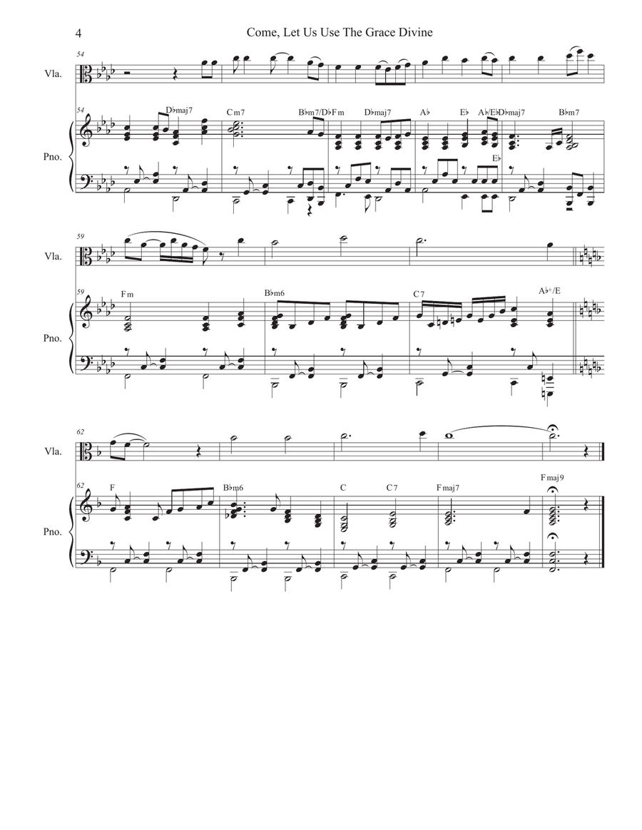 Come, Let Us Use The Grace Divine (Viola solo and Piano) Piano scores gallery preview page 5