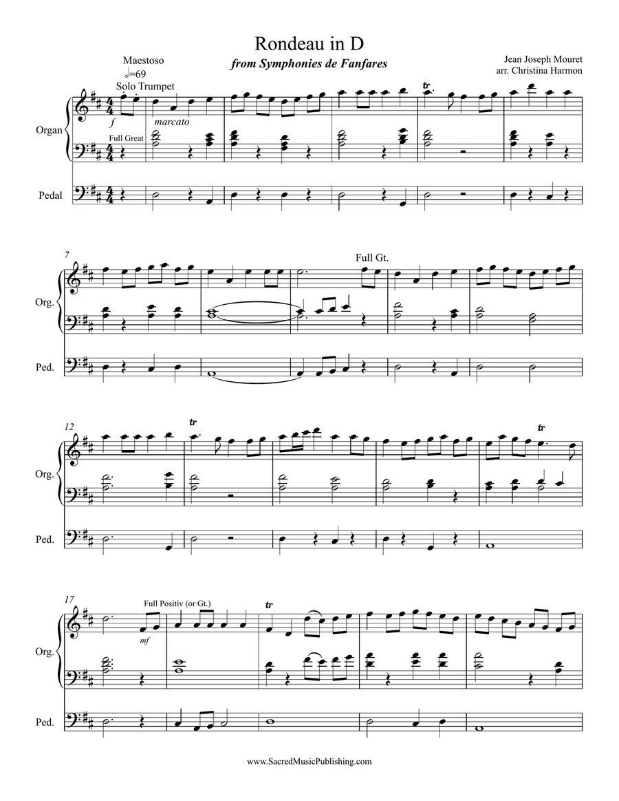 Mouret - Rondeau in D - Organ Organ Solo scores gallery preview page 2
