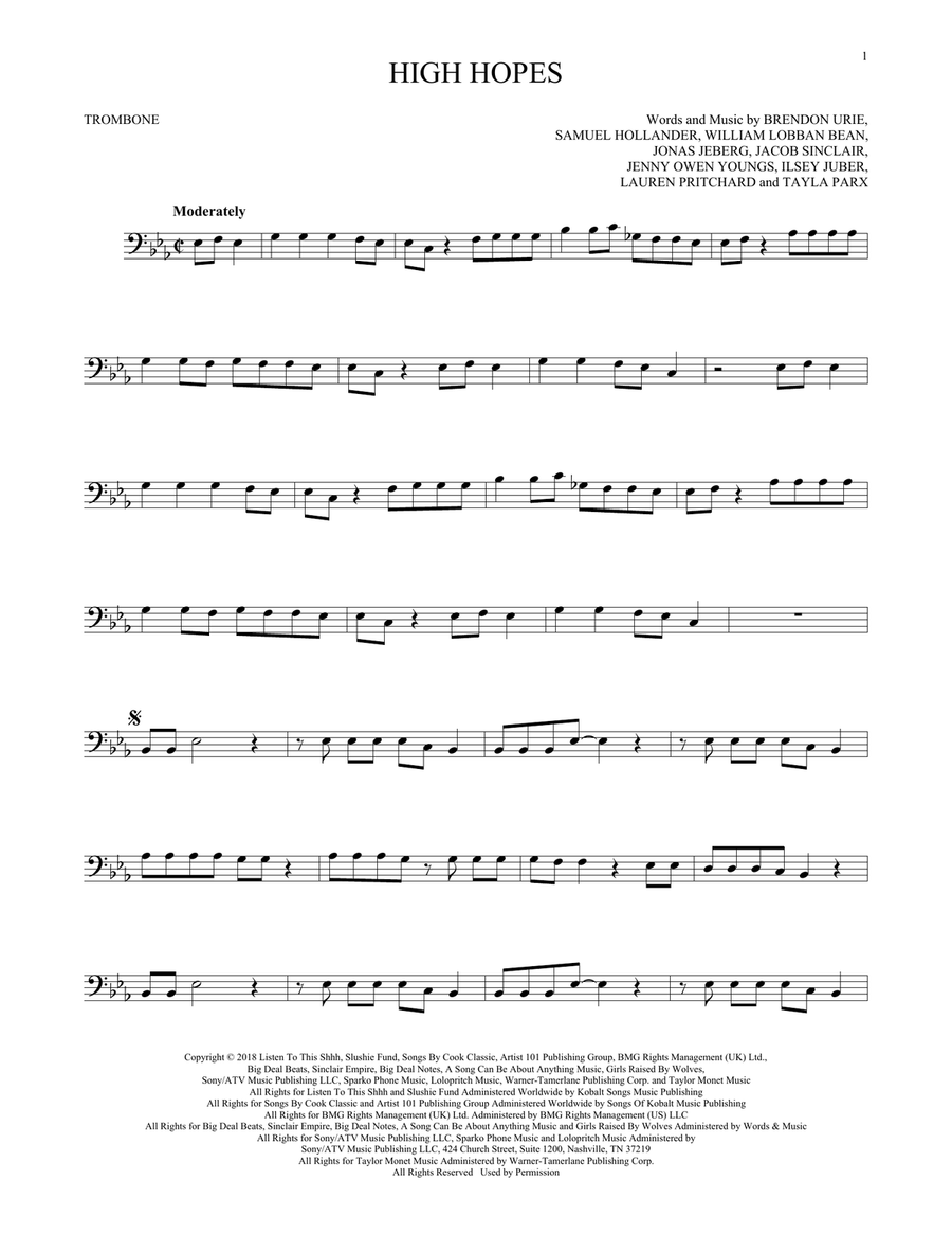 High Hopes High Hopes Trombone Solo scores gallery preview page 1