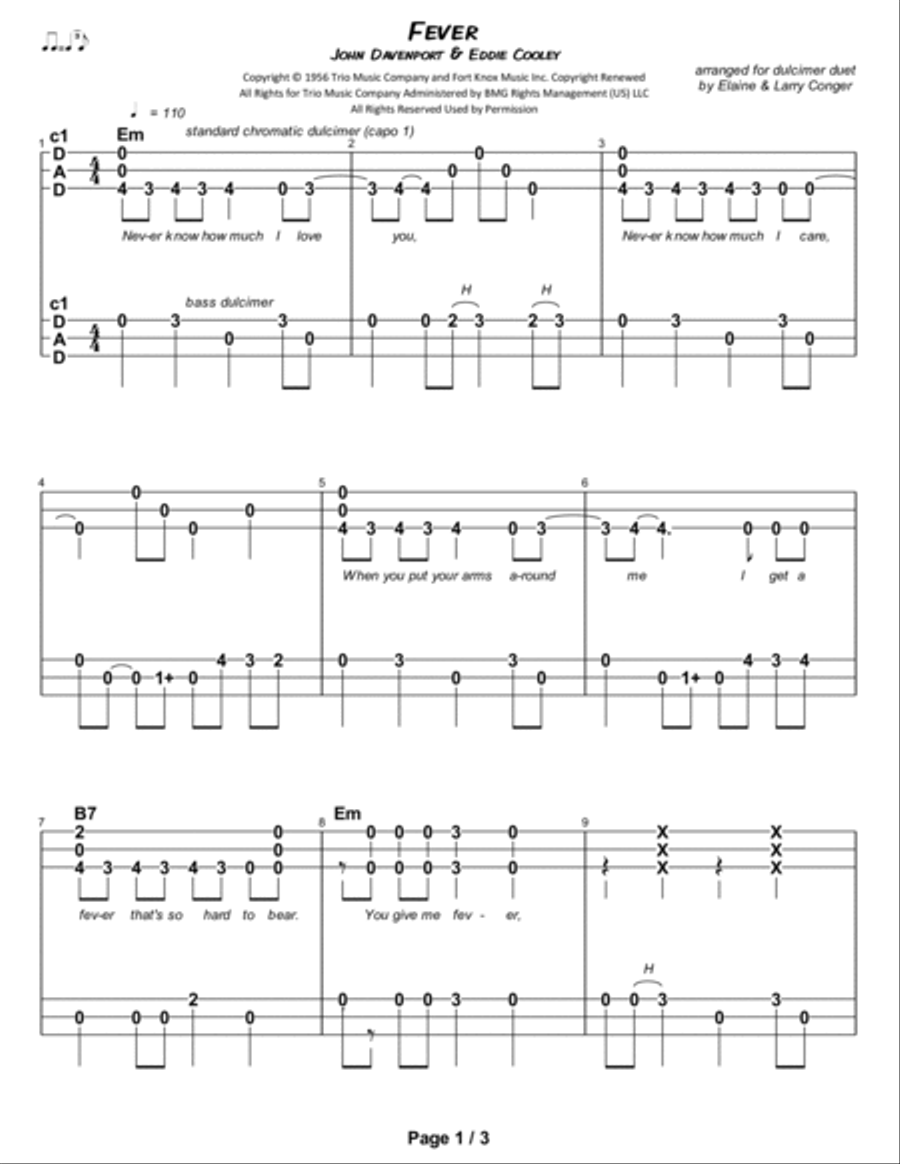 Fever Dulcimer scores gallery preview page 2