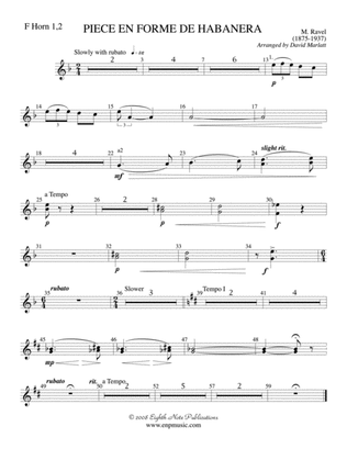 Piece en Forme de Habanera (Soloist and Concert Band): 1st & 2nd F Horns