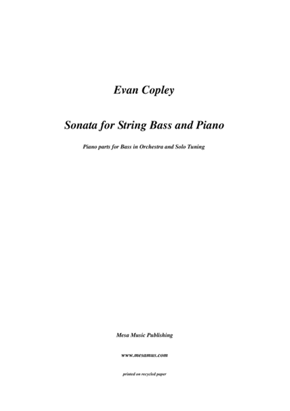 Evan Copley, Sonata for String Bass and Piano.