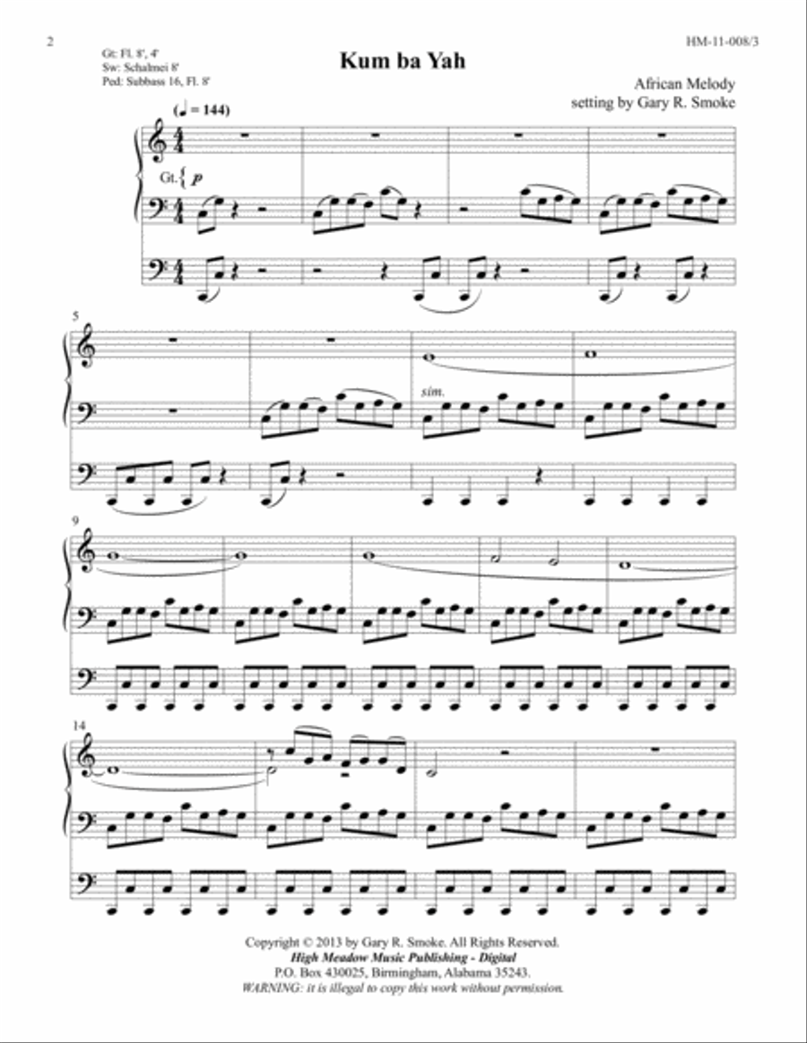 Kum ba Yah Kum ba Yah Organ Solo scores gallery preview page 2