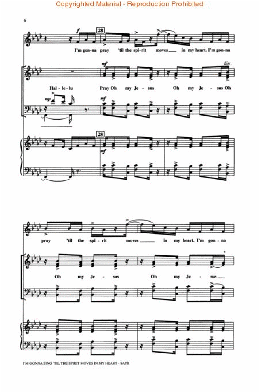 I'm Gonna Sing 'Til the Spirit Moves in My Heart Divisi scores gallery preview page 4