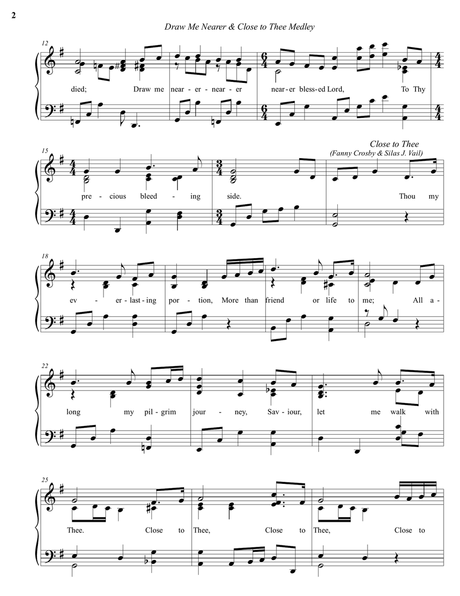 Draw Me Nearer & Close to Thee (Medley) Piano Solo scores gallery preview page 2
