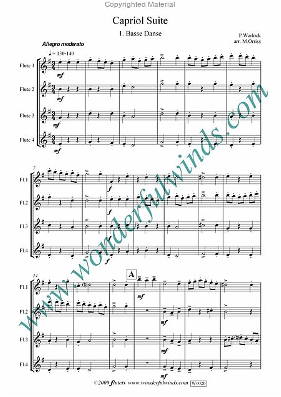 Capriol Suite Capriol Suite Flute Quartet scores gallery preview page 2