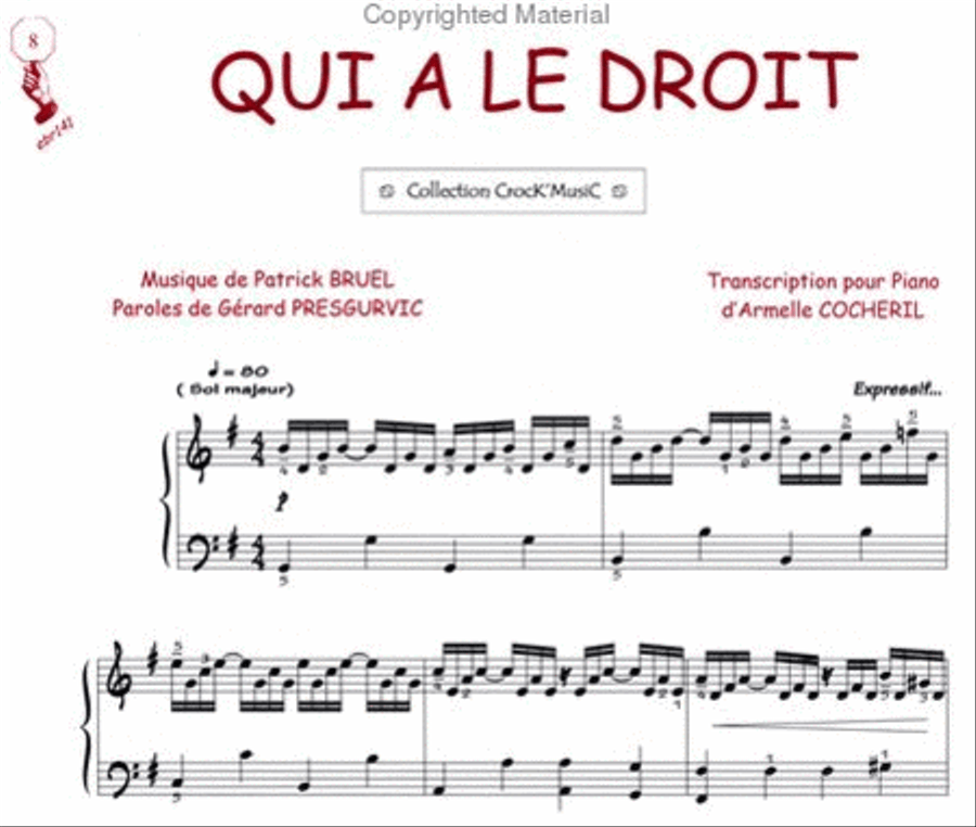 Qui a le droit (Collection CrocK'MusiC) Piano Solo scores gallery preview page 2