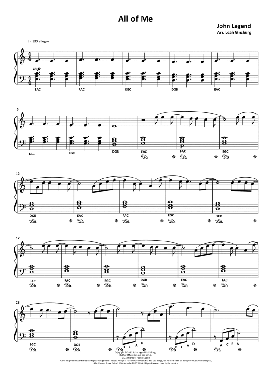 All Of Me All Of Me Piano Method scores gallery preview page 1