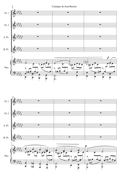 Cantique de Jean Racine for flute quartet (2 flutes, alto flute and bass flute) and piano image number null