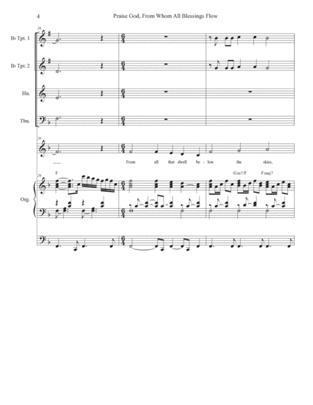 Praise God, From Whom All Blessings Flow (Unison Choir - High Key) (Full Score) - Score Only image number null