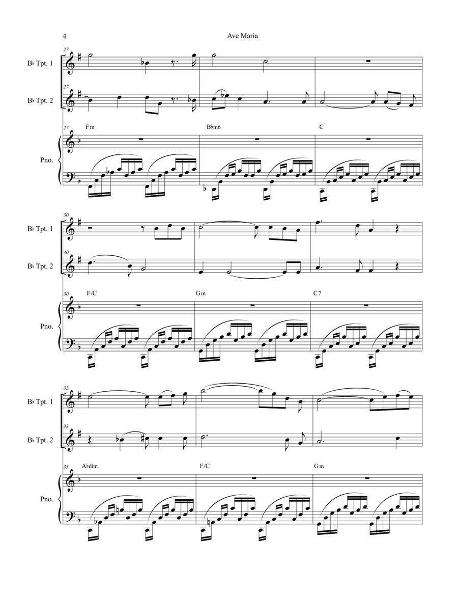 Ave Maria (Duet for Bb-Trumpet) Trumpet Duet scores gallery preview page 4