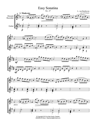 Easy Sonatina No. 37 for descant recorder and guitar