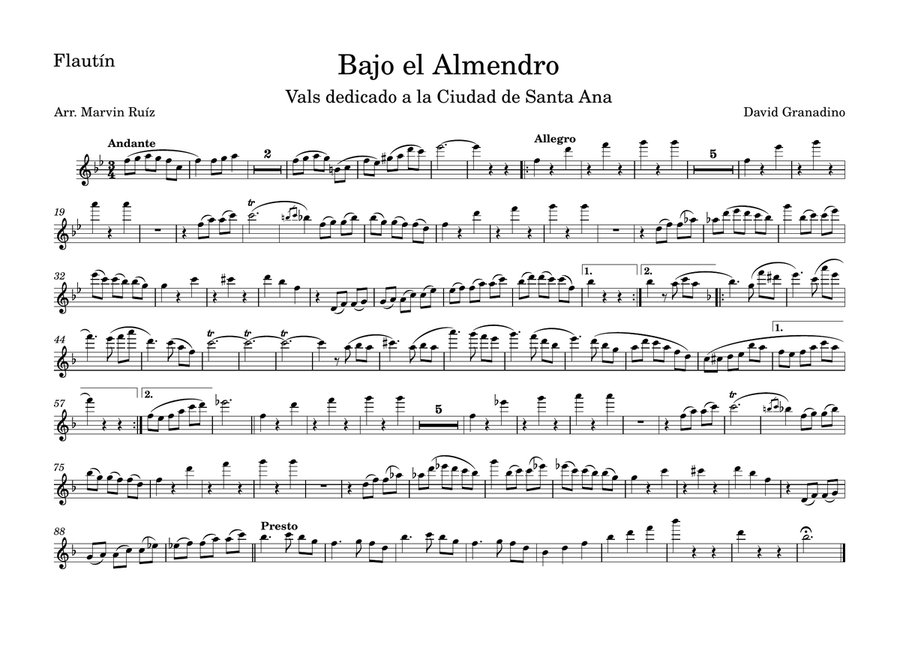 Bajo el Almendro Bajo el Almendro Marching Band scores gallery preview page 1
