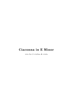 Book cover for Ciaconna in e minor, for 2 violins & viola