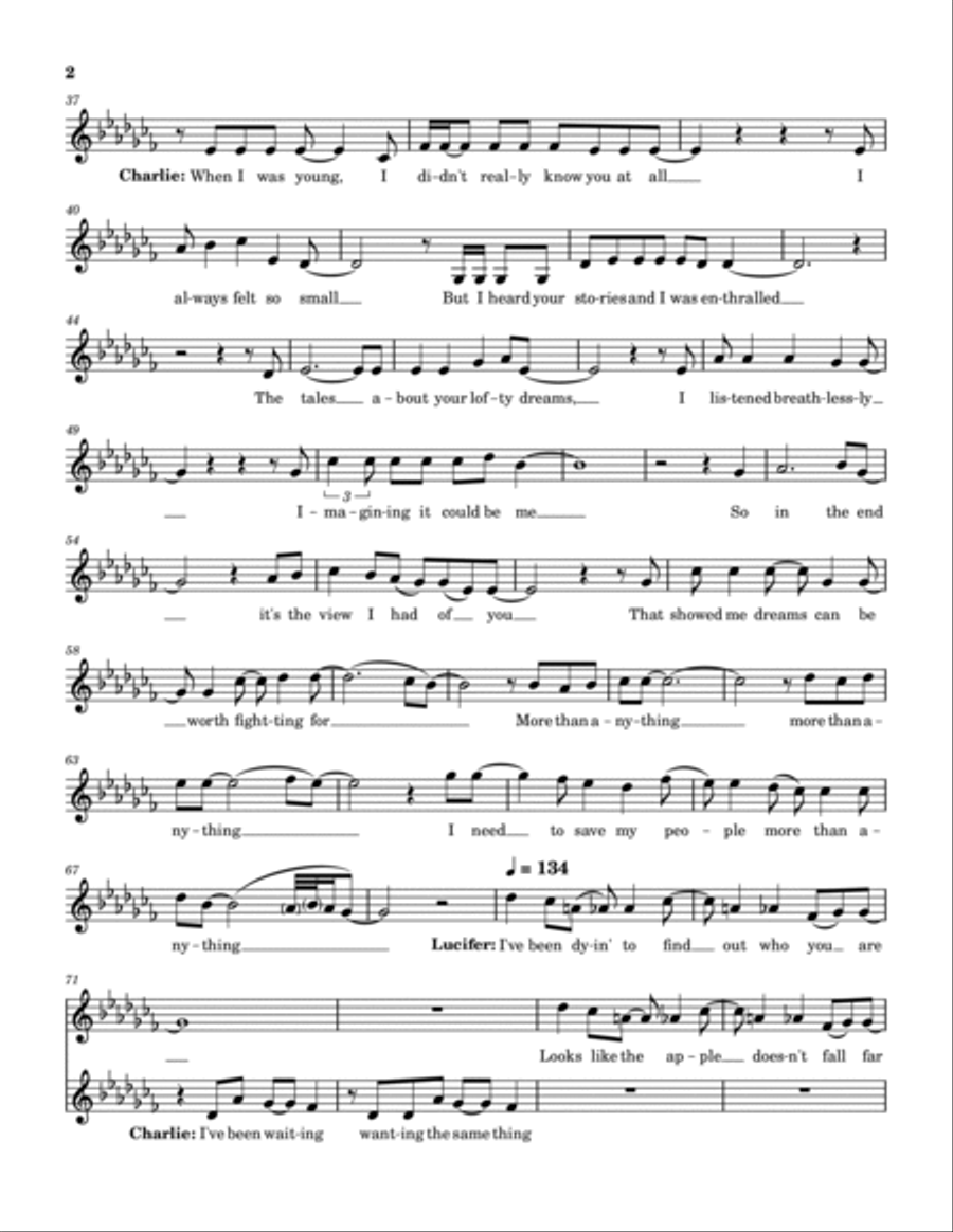 Hazbin Hotel- More Than Anything: Vocal Lines Vocal Duet scores gallery preview page 2