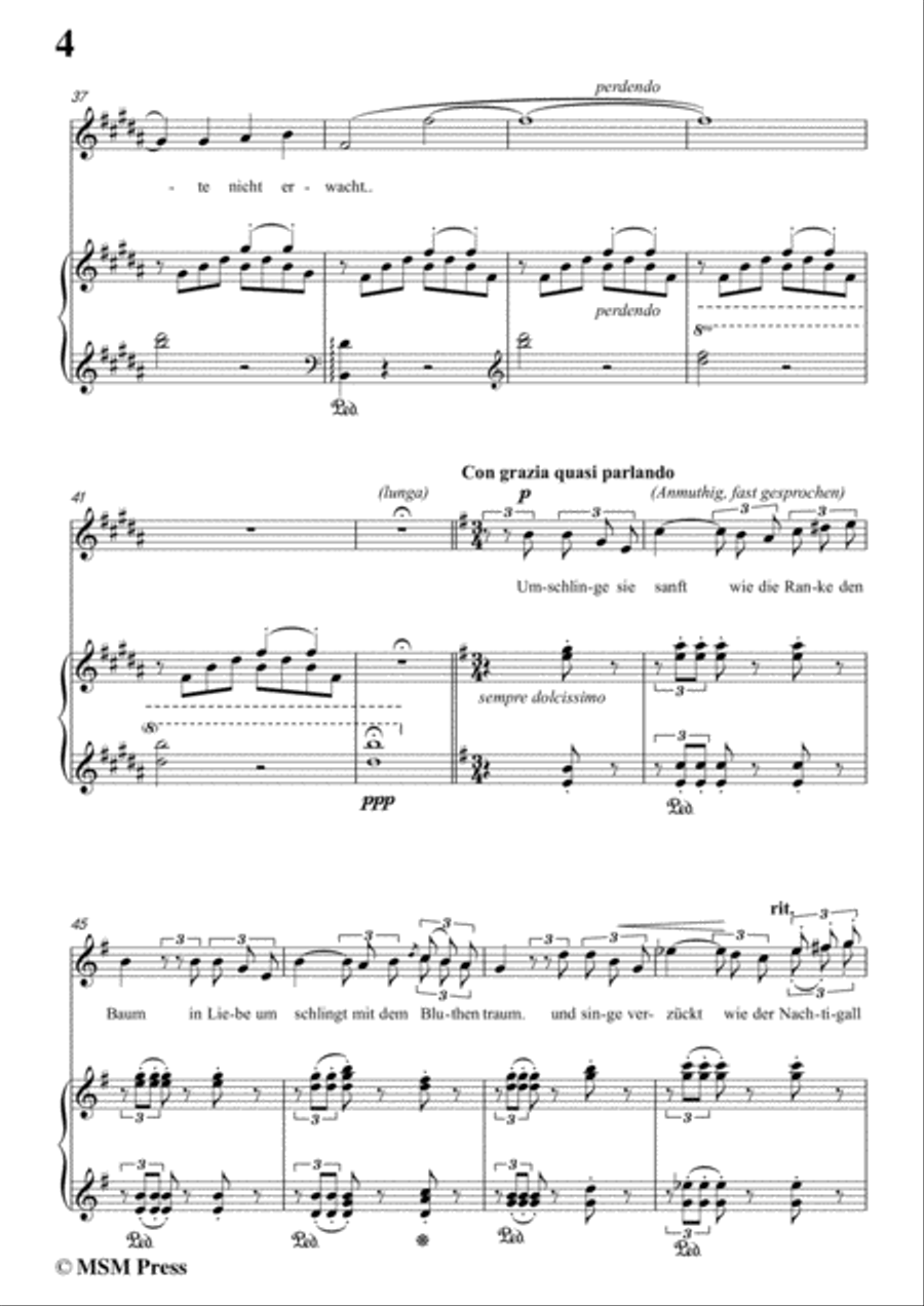 Liszt-Kling' leise,mein lied in B Major,for Voice and Piano Voice Solo scores gallery preview page 6