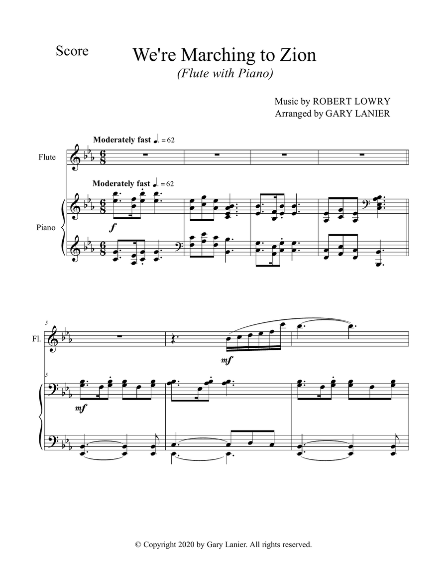 WE'RE MARCHING TO ZION (Duet – Flute & Piano with Score/Part) Flute Solo scores gallery preview page 2