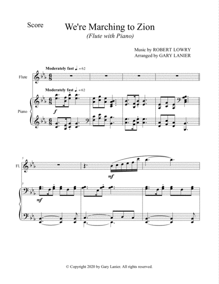 WE'RE MARCHING TO ZION (Duet – Flute & Piano with Score/Part) image number null