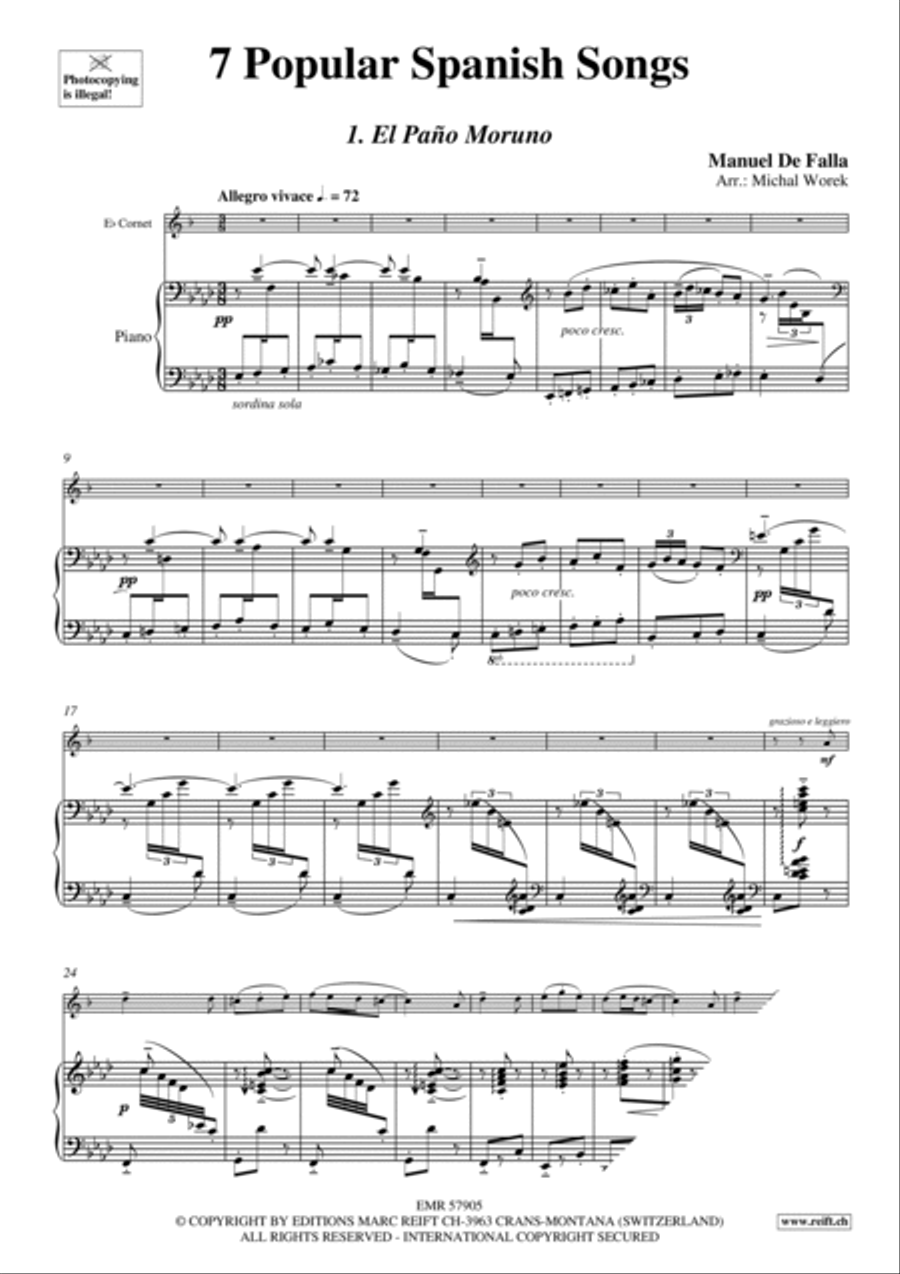 7 Popular Spanish Songs Cornet scores gallery preview page 4